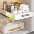 thumbnail image 4 of Pull-Out Cabinet Organizer, Heavy-Duty Slide-Out Drawer with Adhesive Mount, White Iron Kitchen Storage Rack, 4 of 6