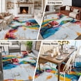 thumbnail image 6 of 8x10 Washable Area Rug, Country Oil Painting Non-Slip Extra Large Rectangle Rug for Living Room Bedroom, Retro Colorful Cow Wood Grain Indoor Floor Mat for Home Decor, 6 of 9