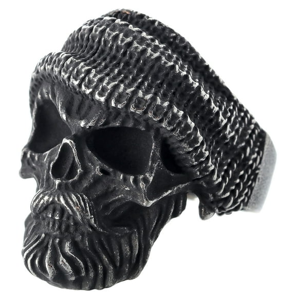 ZMY Home Stainless Steel Skull Ring with Bearded Skull and Headscarf Design (11)