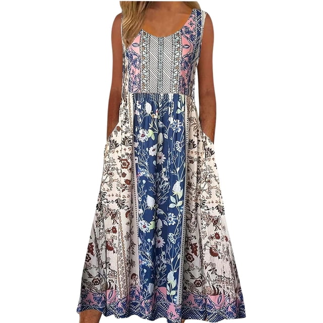 Vestido Medlor Boho para mujer 2025, verano, sin mangas, estampado floral