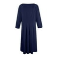 thumbnail image 5 of LISTHA Women's 3/4 Sleeve Midi Dress 2024 - Casual High Waist A-Line with Round Neck Navy S, 5 of 5