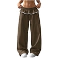thumbnail image 3 of Wide Leg Sweatpants for Women Fashion Solid Color Loose Elastic Waist High Waist Straight Leg Long Pants With Lace Pockets, 3 of 6