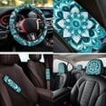 thumbnail image 4 of Uorisanigo Green Mandala 14 Pack Cars Seat Covers Car Steering Wheel Cover and Headrest Cover Auto Console Cover Cars Seat Belt Pad Cover and Keychain Comfortable Suitable for Car SUV, 4 of 6