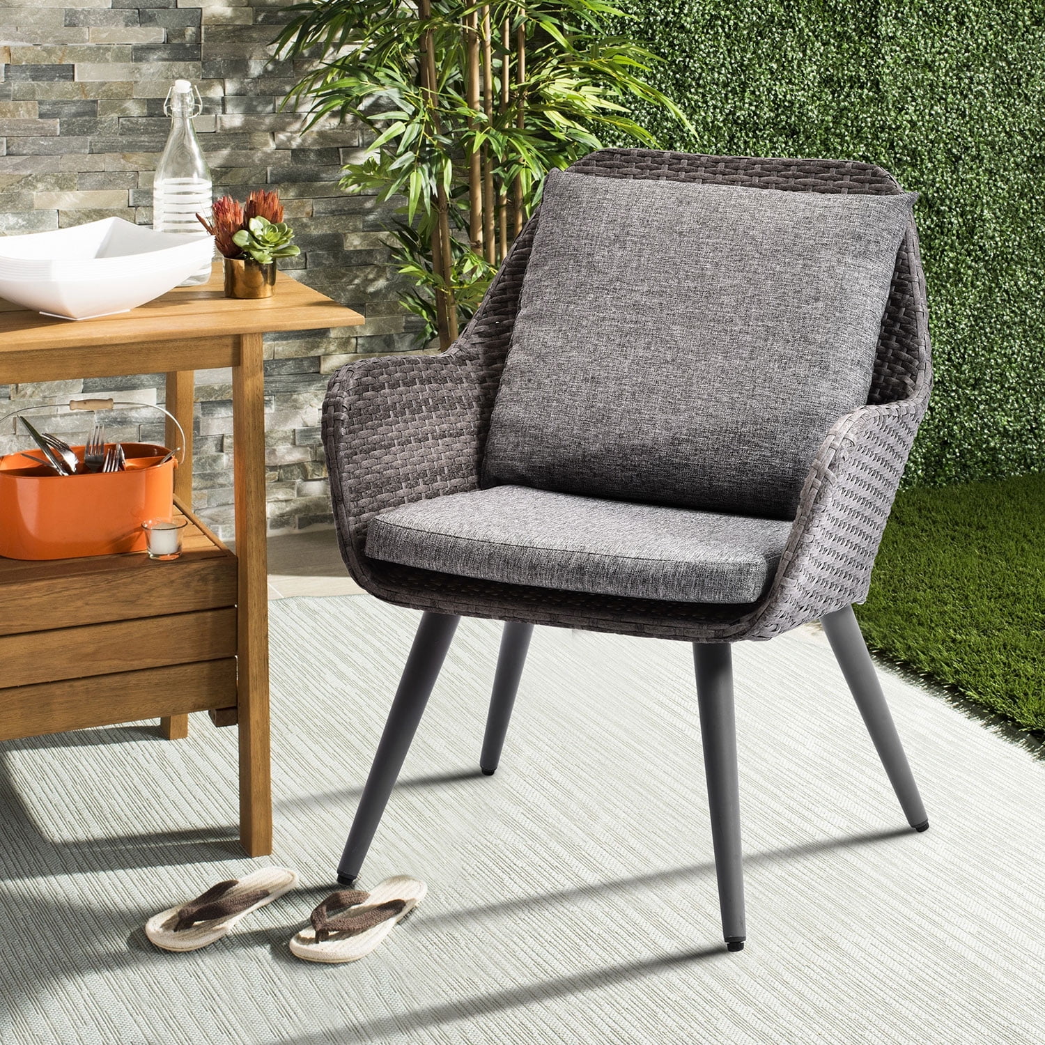 Patio PE Rattan Chair, Outdoor&Indoor Wicker Dining Chair