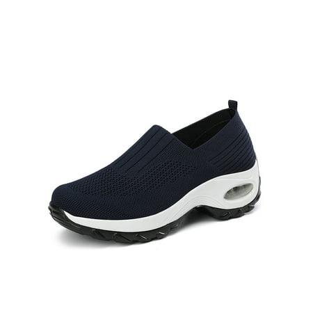

Ymiytan Ladies Casual Shoe Mesh Walking Shoes Knit Upper Sock Sneakers Sports Breathable Lightweight Slip On Blue 7