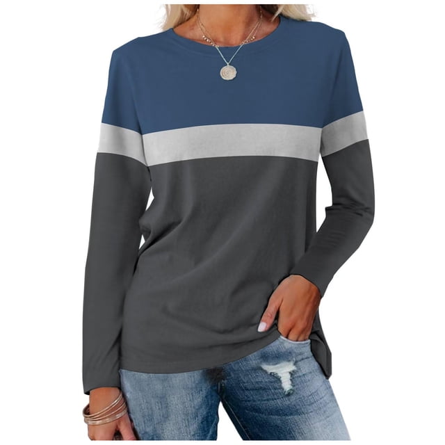 Pxiakgy Vente Chaude!! Tunique à Blocs de Couleur pour Femmes Hauts Décontractés à Manches Longues Col Rond Pull Tunique à Blocs de Couleur pour Femmes Hauts Décontractés à Manches Longues Col Rond Pull Noir TTG