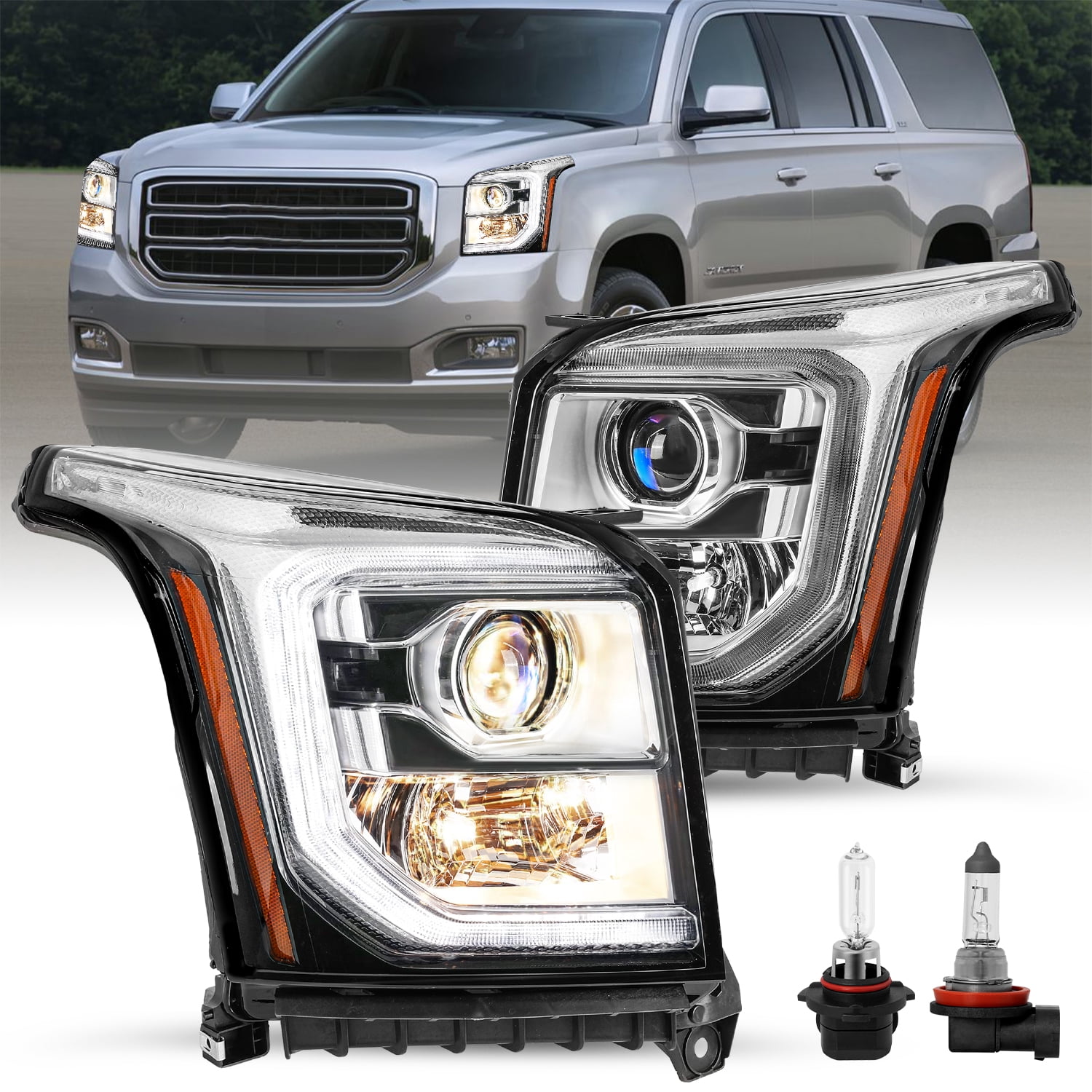 For 2015-2020 GMC Yukon Halogen LED DRL Headlight Headlamp Passenger Side 15-20
