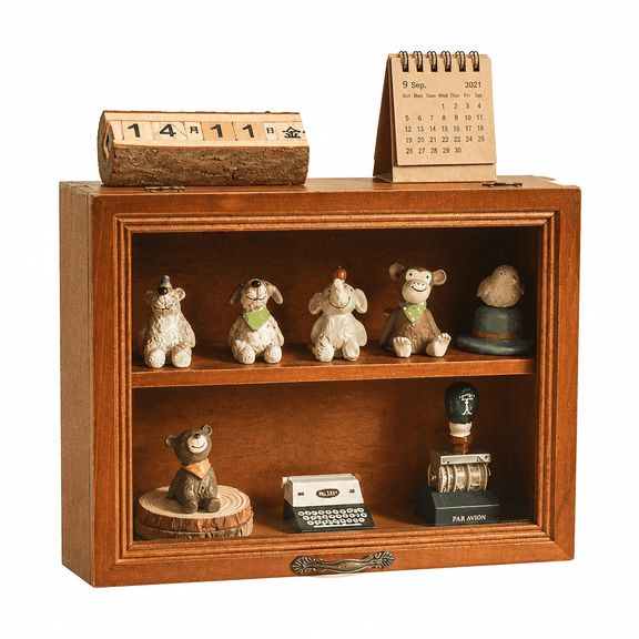 Florenta Display Shadow Box Cabinet Organizer Storage Wood Boxes Wall Case Shelves Countertop Makeup Wooden Figure