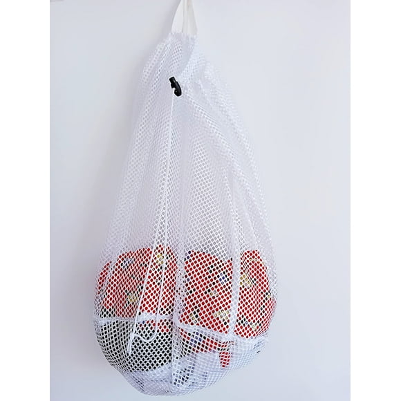 Pequeña bolsa de malla comercial para lavandería con asa y cordón para dormitorio, viajes, universidad, apartamento, camping, RV, lavable a máquina, bolsa de malla para colgar, 20 × 17 pulgadas