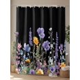 thumbnail image 4 of Purple Watercolor Shower Curtain, Wildflower Flower Black Background Design Waterproof Shower Curtain Set with 12 Hooks Lightweight Washable Fabric Shower Curtains for Bathroom 72x72 Inches, 4 of 6