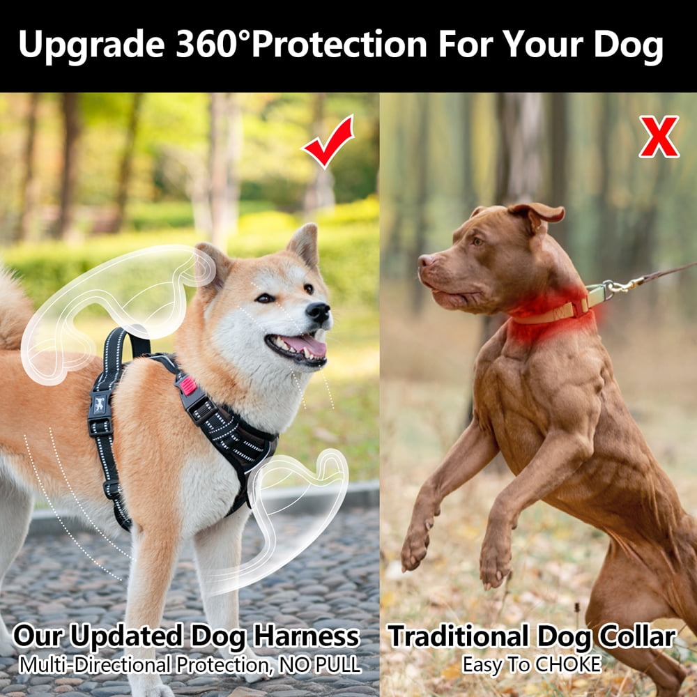 PoyPet Dog Harness and Leash Combo, Escape Proof No Pull Vest Harness, Reflective Adjustable Soft Padded Pet Harness with Handle for Small to Large Dogs