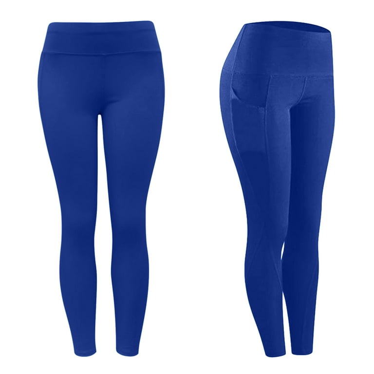 RQYYD High Waist Yoga Pants for Womens Tummy Control Workout Running 4 Way  Stretch Yoga Leggings with Pockets(Dark Blue,L) 