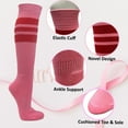 thumbnail image 5 of Couver Pink Breast Cancer Awareness Strpied Athletic Tube Knee High Socks, Brigth Yellow Medium, 5 of 9