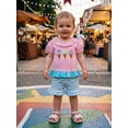 thumbnail image 4 of BemeyourBBs Toddler baby Girls Summer Clothes Newborn Baby Girl Summer Beach Holiday Outfits 0 6 12 18 24 Months 2 3 Years Short Sleeve Ice Cream Embroidery TShirt Tops Ruffled Striped Shorts Set, 4 of 9