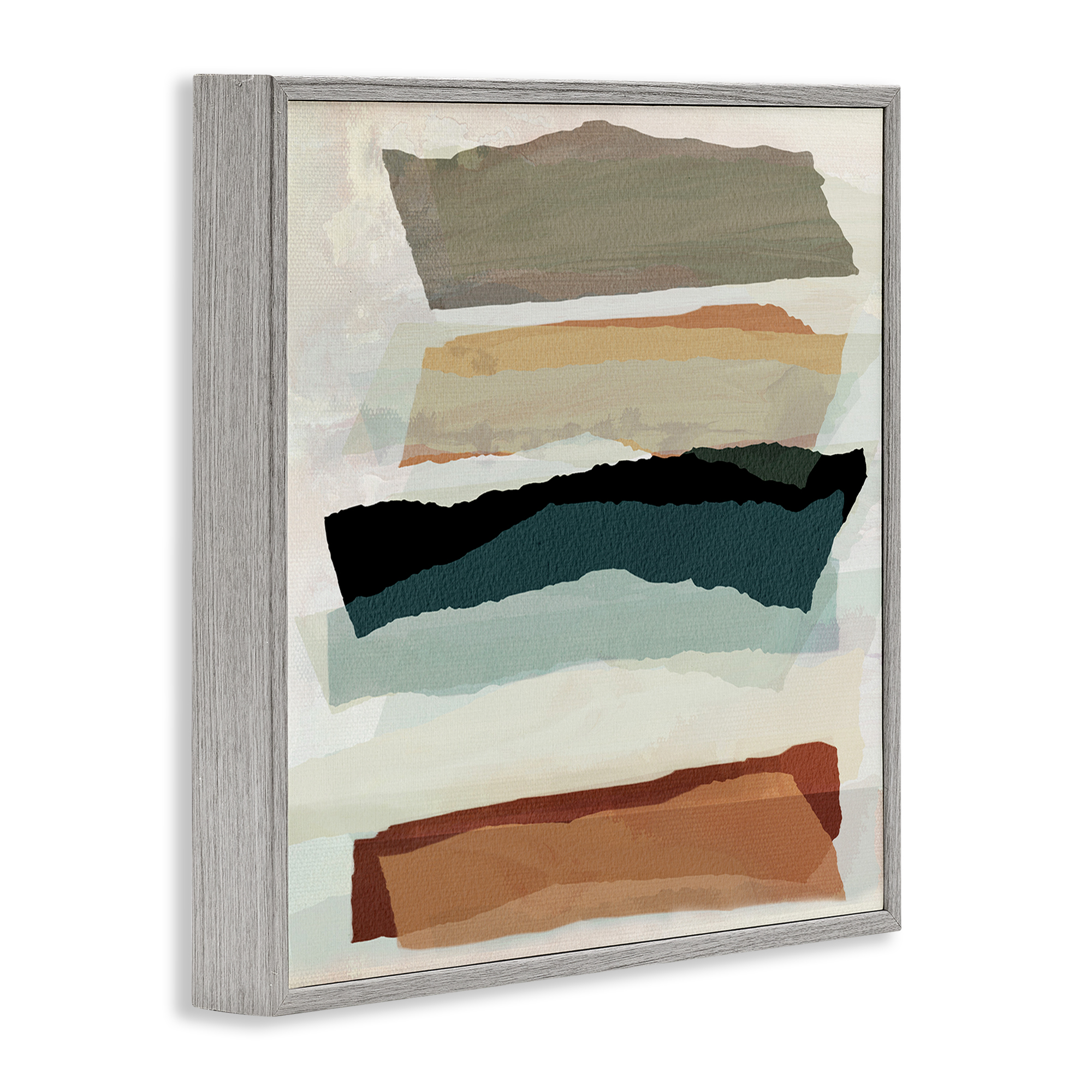Stupell Industries Southwestern Layered Shapes Abstract Painting Gray Framed Art Print Wall Art, 12 x 12