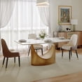 thumbnail image 3 of POVISON 63" Modern Dining Table for 4, Rectangular White Glossy Sintered Stone Dining Table with Bronze Carbon Steel Legs, 3 of 11