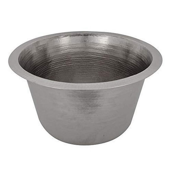 Premier Copper Products - 17" Large Round Hammered Copper Bar/Prep Sink in Nickel