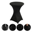 thumbnail image 2 of Nappe de Table Cocktail en polyester Noir 24x43 Pouces Ajustée Ronde pour Bar Extensible Housses de Table Cocktail Haut pour Banquet Fête Extérieure Mariage Bar Fond Rond Noir, 2 of 5
