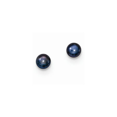 - Sterling Silver Black 4-5mm Freshwater Cultured Button Pearl Stud Earring