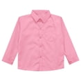 thumbnail image 3 of TiaoBug Little Boy's Button Down Oxford Shirt with Pocket Casual Tops Solid Color School Uniform Pink 5-6, 3 of 5