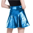 thumbnail image 6 of Mrat Straight Skirt Women's Shiny Flared Pleated Mini Skater Skirt Stage Pleated Skirt Straight Skirt S-27 Blue XXL, 6 of 6