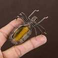 thumbnail image 3 of Natural Tiger Eye Gemstone Handmade Copper Wire Wrap Spider Pendant 2.56", 3 of 4