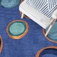 thumbnail image 4 of Round Blue Rug, Handmade carpet 8x8, Geometric wool rugs, Bedroom, Living Room., 4 of 7