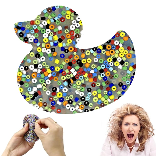 Juguete Alivio Cuentas Colores Ygjytge para La Ansiedad Almohadilla Recoger Piel Antiestrés pato 10CM