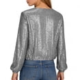 thumbnail image 4 of Women's Sequin Long Sleeve Sparkly Glitter Jacket Fashion Party Outerwear Gray S, 4 of 5