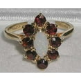 thumbnail image 4 of LBG British Made Solid 10k Yellow Gold Natural Opal & Garnet Womens Anniversary Ring - 33 size options - Size 10.25, 4 of 5