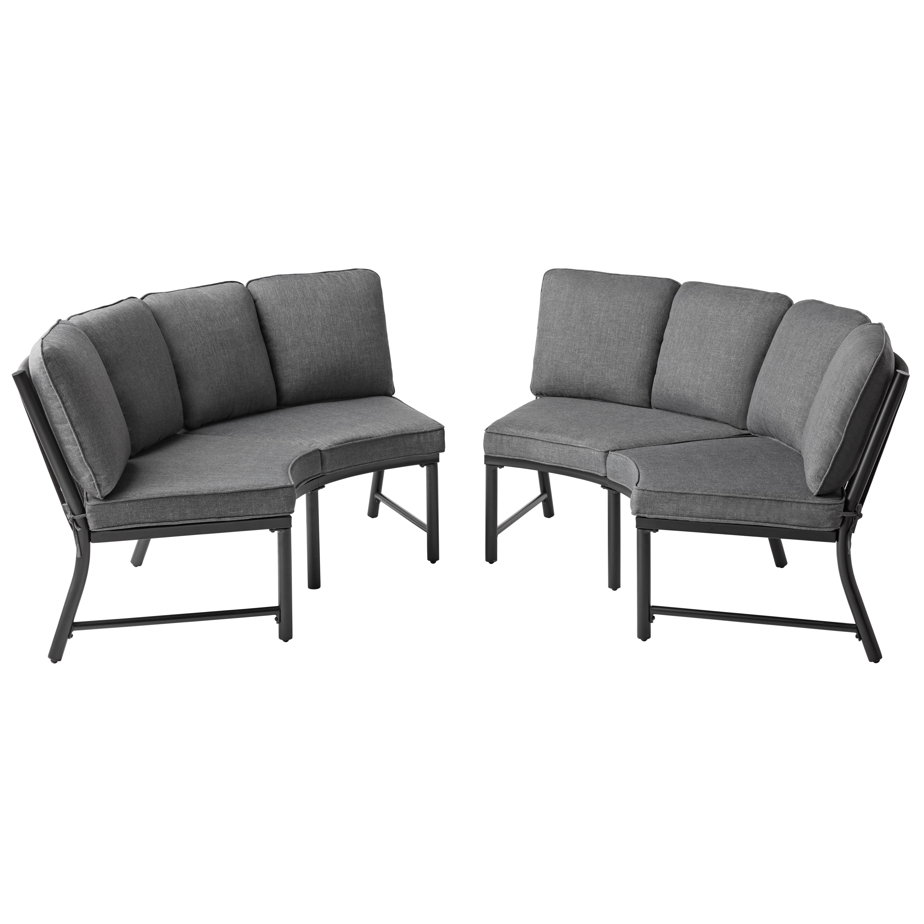 Mainstays Lawson Ridge 3-Piece Steel Curved Outdoor Sectional Set with Cushions, Gray - image 4 of 8