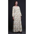 thumbnail image 4 of Bimba Moss Georgette Eagle Feather Print Womenâ€™s Long Elastic Waist Casual Summer MaxiÂ&nbsp;Dress-XX-Large, 4 of 5