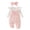 Pink, variant on WUSUOWEI Toddler Girl Floral Print Two-Piece Romper Jumpsuit with Bow Headband, Long Sleeve Ruffle Flannel Bodysuit Outfit, Cute Fall Clothing Set for Baby Girls 6-9 Months