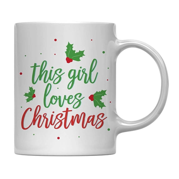 Koyal Wholesale 11oz. Funny Christmas Coffee Mug Gag Gift, This Girl Loves Christmas, 1-Pack