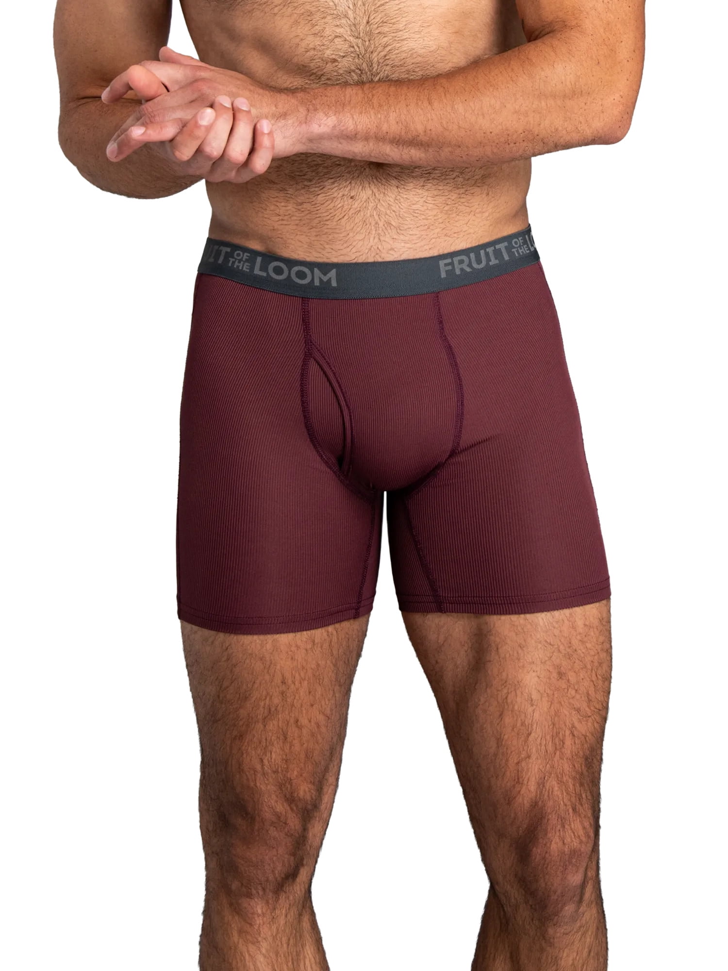 Fruit of the Loom Men's Micro-Stretch Ribbed Boxer Briefs, 6-Pack