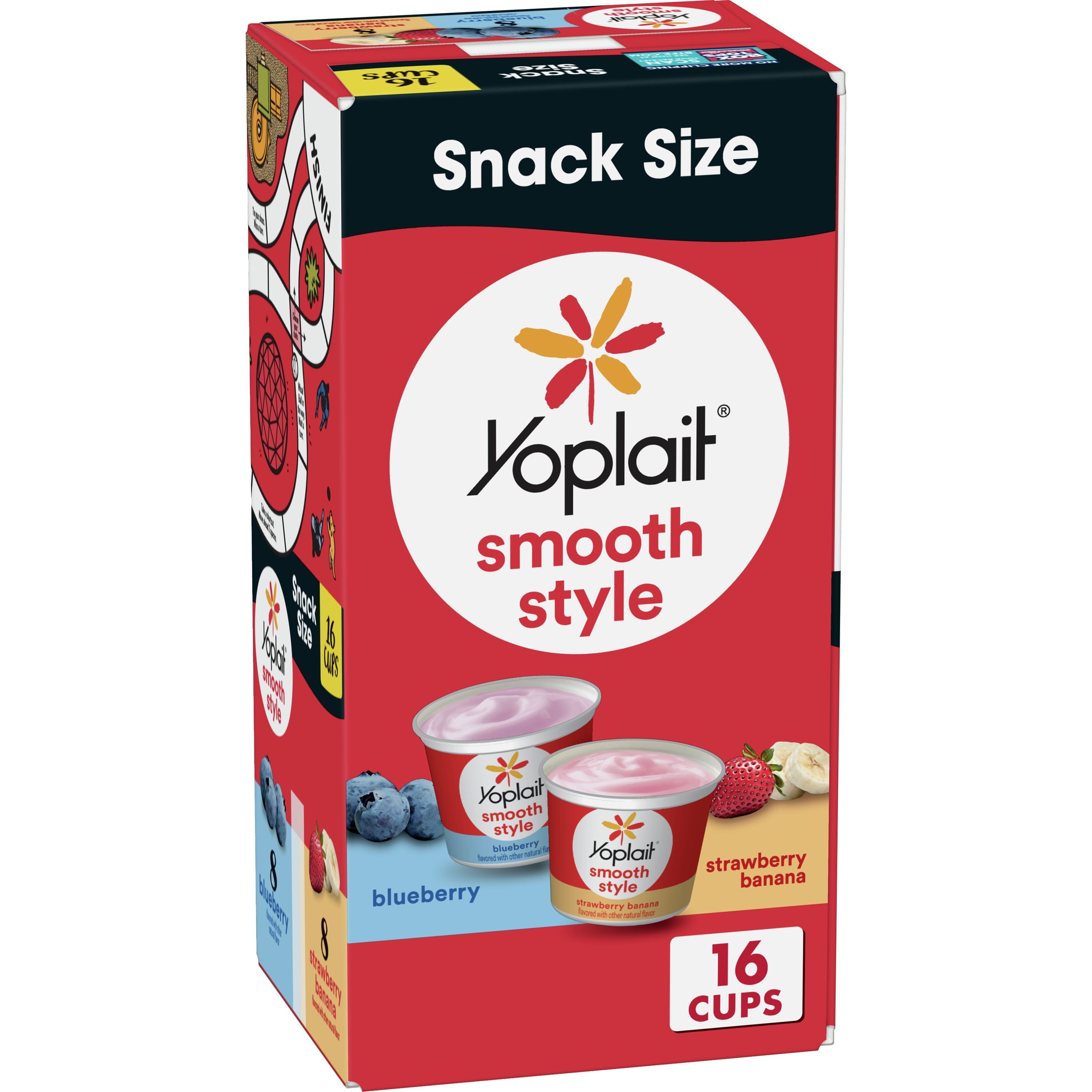 Yoplait Smooth Style Yogurt, Blueberry, Strawberry Banana, Variety Pack 16 ct