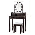 thumbnail image 4 of Giantex Vanity Table Set, Makeup Dressing Table w/Cushioned Stool & Lighted Mirror, Brown, 4 of 9