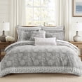 thumbnail image 3 of Levtex Home Adare Grey Reversible Twin Duvet Cover Set (68x88in) with 1 Pillowcase (26x20in) - Floral Bedding - Grey and White - 100% Cotton Twin Size Duvet Cover Set - Soft, Pre-Washed, 3 of 5