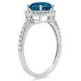 thumbnail image 2 of 1.8 ct Round Cut Natural London Blue Topaz with Simulated Diamond Halo Accents 14K White Gold Womens Engagement Ring, 2 of 4
