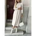 thumbnail image 5 of Elegant Apricot Ribbed Long - Sleeve Dress, 5 of 5