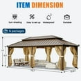 thumbnail image 6 of COBIZI 12x20FT Hardtop Gazebo, Metal Gazebo with Aluminum Frame, Permanent Gazebo Double Galvanized Steel Roof, Curtains and Netting Included, Pergolas for Patios, Garden, Deck,Lawns,Dark Brown, 6 of 12