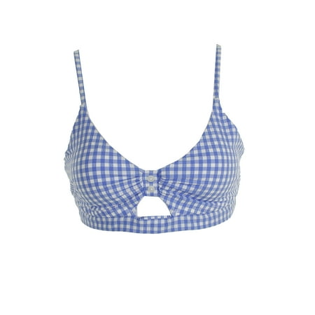 Nanette Lepore Blue White Gingham Enchatress Bikini Top M