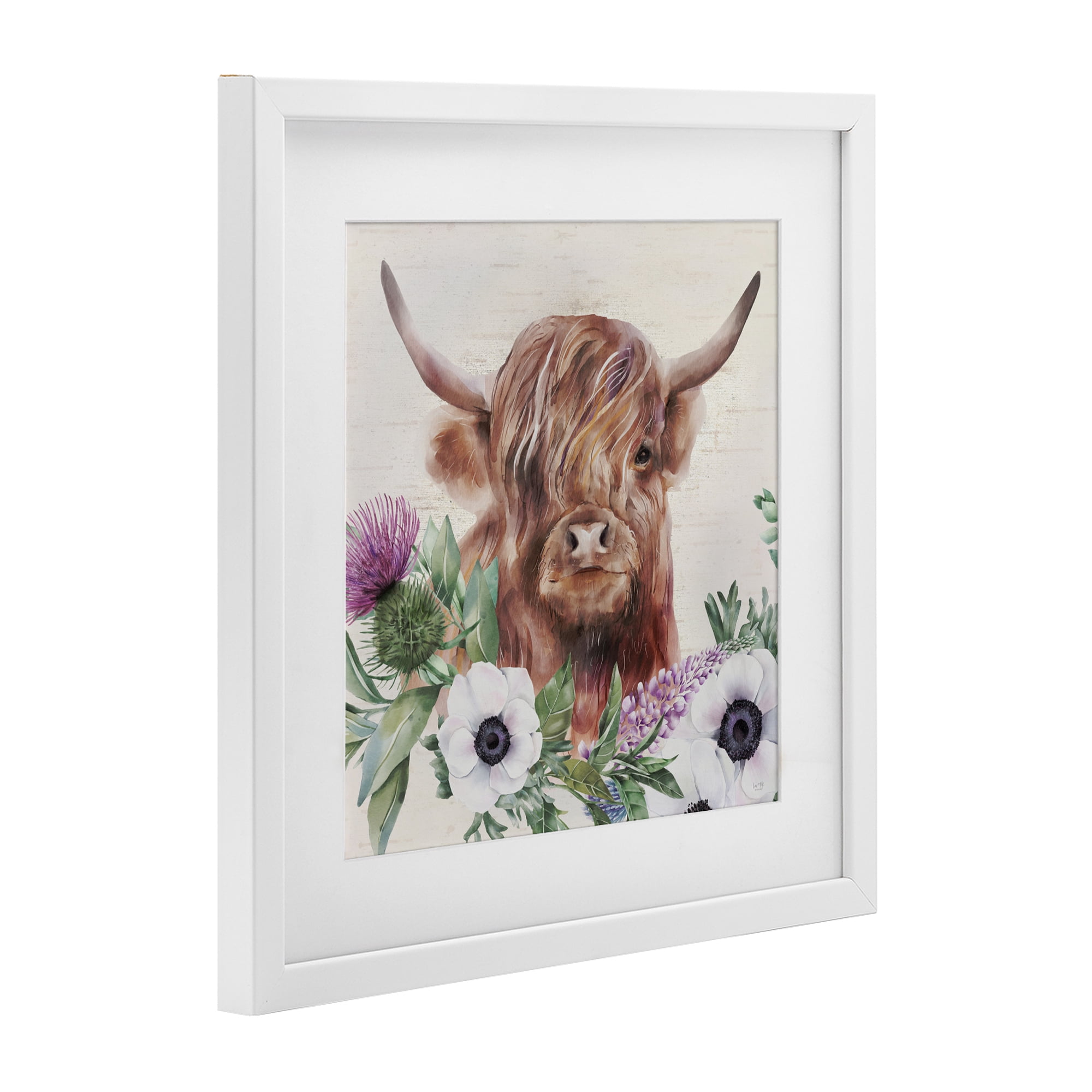 Stupell Industries Penny The Highland Cow White Framed Print Under Glass, design by Lux + Me Designs