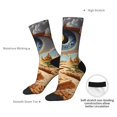 thumbnail image 4 of Gukieu Surreal Desert Eye Landscape Print Contrast Color Mid-calf Socks, Sweat-wicking Athletic Socks, Unisex Clothing Accessories, 4 of 6