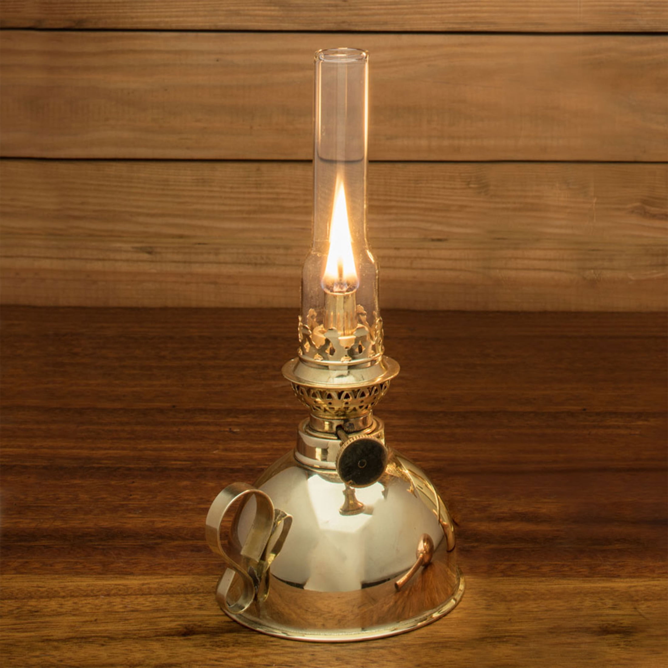 Kings County Tools 9” Tall Brass Antique-Style Oil Lamp - Extra-Bright Antique Hurricane Lantern