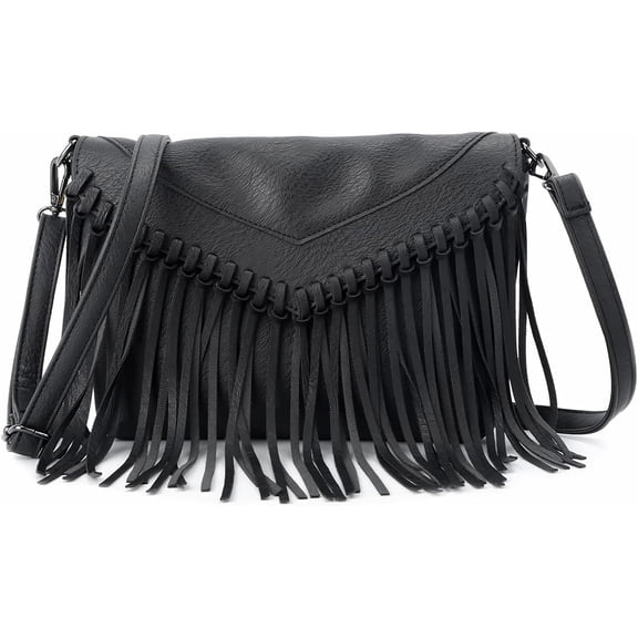 Fringe Crossbody Purse for Women | Faux Leather, Tassel, Bohemian, Wedding Party