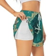 thumbnail image 3 of Lsque Around The Planet Printed Women's Running Shorts with Liner Pockets,Elastic Quick Dry Workout Athletic Gym Yoga Shorts,Womens High Waist Shorts-XX-Large, 3 of 9