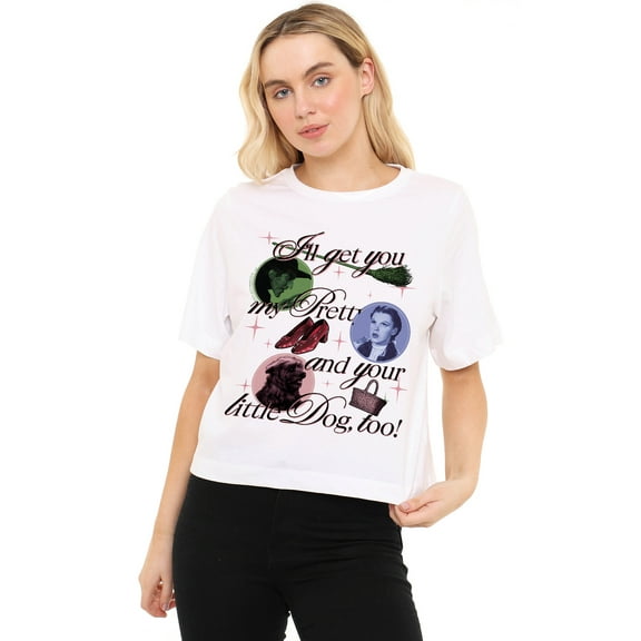 The Wizard Of Oz I'Ll Get You My Pretty Women's Boxy Cropped T-Shirt Casual Graphic Tee