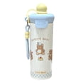 thumbnail image 2 of EGNMCR 600ml Stainless Steel Straw Cup Double Wall Vacuum Insulated Cup Hot Cold Retention Water Bottle With StrawLeakProof Portable Mug For Adults Kids Stainless steel insulated tumbler, 2 of 6