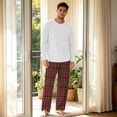 thumbnail image 6 of VV AVEORS Mens Pajama Set Bamboo Viscose Soft Pijamas Sets Plaid Long Sleeve Full Length Pants Pjs Check Sleepwear With Pockets Red S, 6 of 7